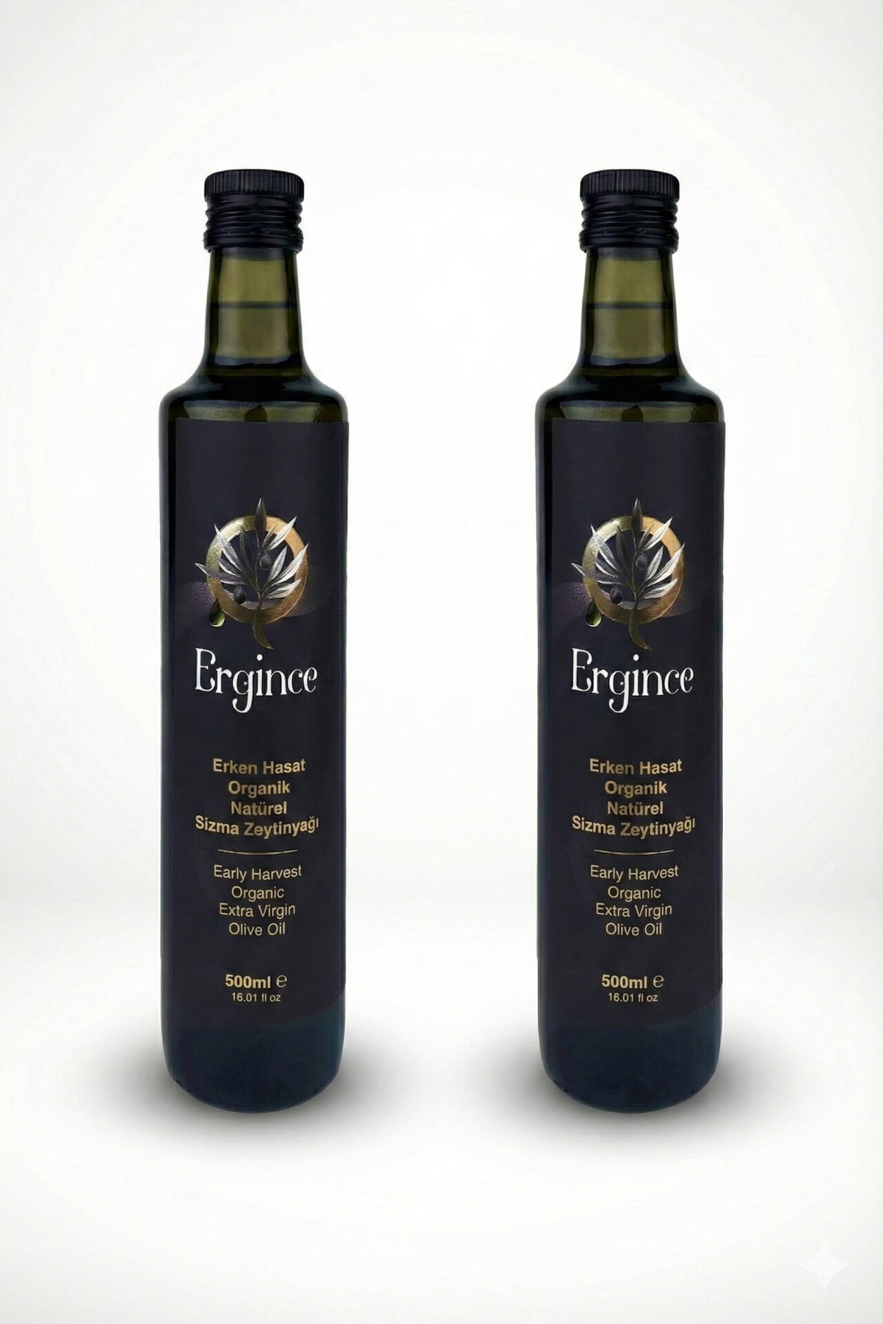 Ergince Organik Erken Hasat Natürel Sızma Zeytinyağı 2×500 ml – Soğuk Sıkım 0,2 Asit